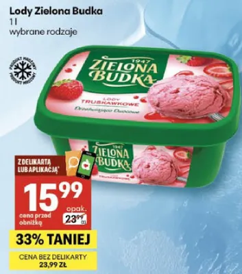 Lody truskawkowe promocja w Delikatesy Centrum