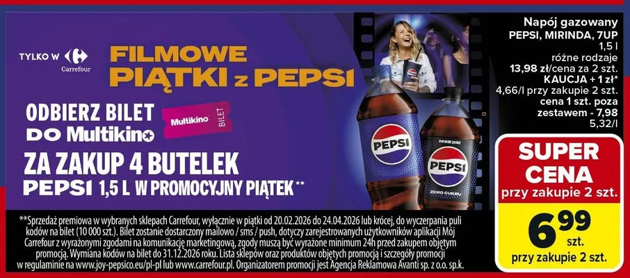Napój gazowany Pepsi, Mirinda, 7up promocja w Carrefour