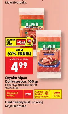 Szynka szwarcwaldzka Alpen Delikatessen promocja w Biedronka