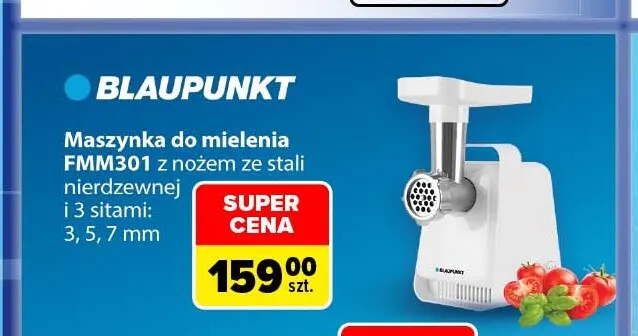 Maszynka do mielenia FMM301 z nożem ze stali nierdzewnej i 3 sitami Blaupunkt promocja w Carrefour