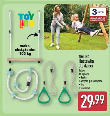 Huśtawka dla dzieci Toylino promocja w Aldi