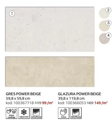 Glazura Opoczno Power Beige 39,8x119,8 cm promocja w Komfort