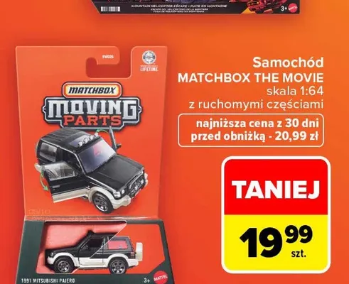 Samochód Matchbox The Movie skala 1:64 z ruchomymi częściami promocja w Carrefour