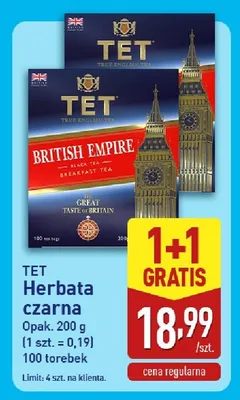Herbata czarna 1+1 GRATIS promocja w Aldi