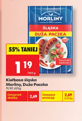 Kiełbasa śląska Morliny Duża Paczka promocja w Biedronka