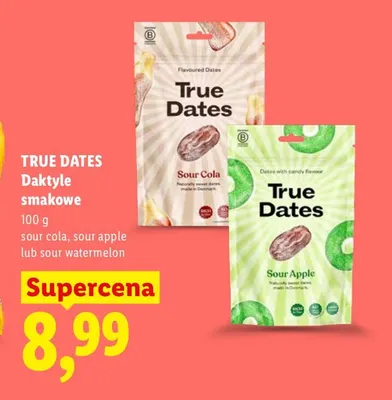 Daktyle smakowe sour cola True Dates promocja w Lidl