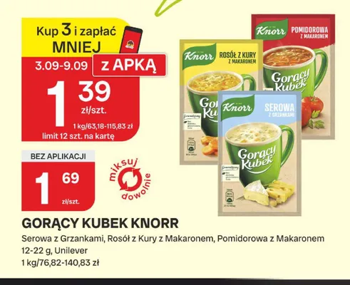 Zupa Gorący Kubek rosół z kury z makaronem Knorr promocja w Chorten