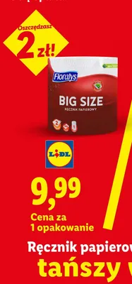 Ręcznik papierowy 2-warstwowy Floralys Big Size promocja w Lidl