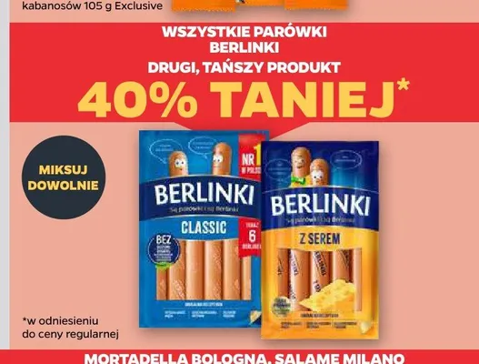 Parówki Berlinki z serem promocja w Netto