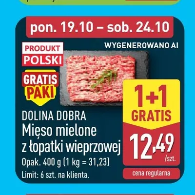 Mięso mielone z łopatki wieprzowej Dolina Dobra promocja w Aldi