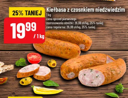 Kiełbasa z czosnkiem niedźwiedzim promocja w POLOmarket