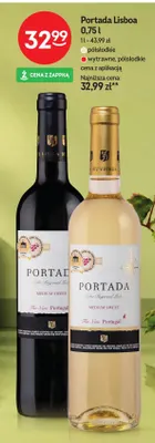 Wino białe Portada Lisboa półsłodkie promocja w Żabka