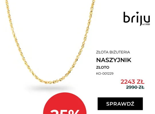 Naszyjnik złoto Briju KO-001229 promocja w Briju
