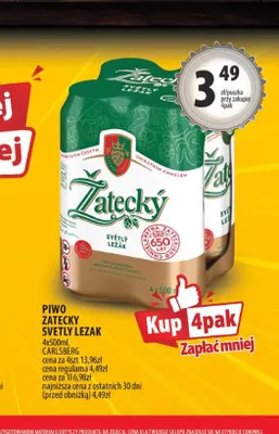 Piwo Žatecký Světlý Ležák 4-pak promocja w Arhelan