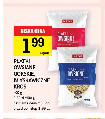 Płatki owsiane błyskawiczne Kros promocja w Gram Market
