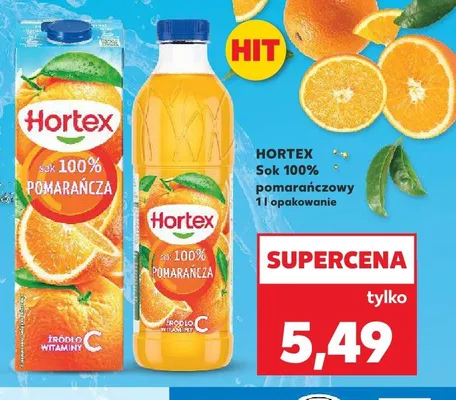 Sok 100% pomarańczowy Hortex karton promocja w Kaufland