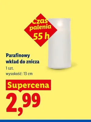 Parafinowy wkład do znicza 13 cm promocja w Lidl