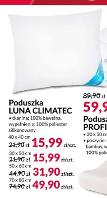 Poduszka LUNA CLIMATEC 40x40 cm promocja w Salony Agata