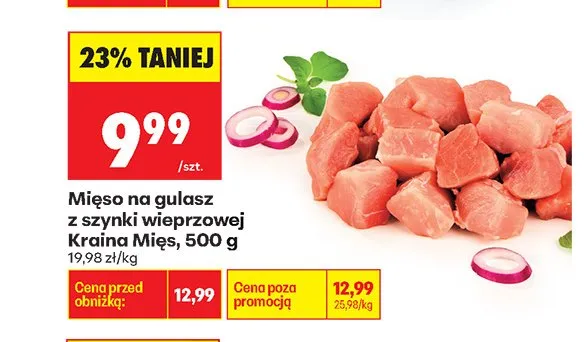 Mięso na gulasz z szynki wieprzowej Kraina Mięs promocja w Biedronka
