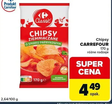 Chipsy ziemniaczane Carrefour Classic promocja w Globi