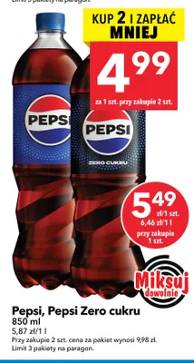 Napój gazowany Pepsi Zero cukru promocja w LEWIATAN