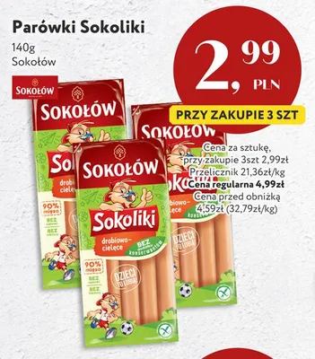 Parówki Sokoliki z szynki Sokołów promocja w Market Point