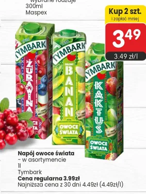 Napój zielony banan Tymbark Owoce Świata promocja w Market Point