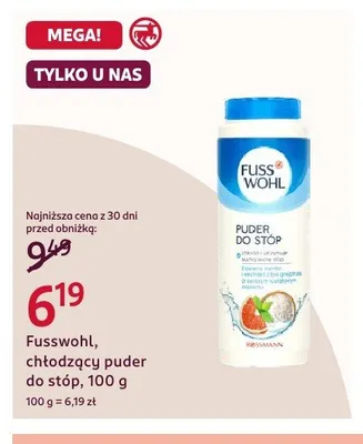 Puder do stóp chłodzący Fusswohl promocja w Rossmann