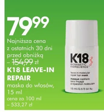 K18 Leave-In Repair maska do włosów promocja w Super-Pharm