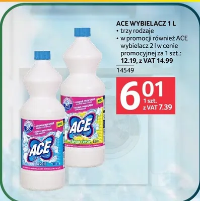 Wybielacz ACE 1l, trzy rodzaje, 14549 promocja w Selgros