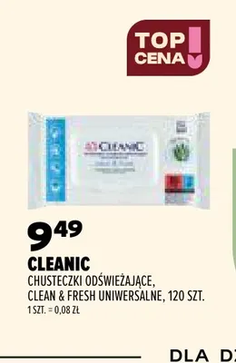 Chusteczki odświeżające Clean & Fresh uniwersalne Cleanic promocja w Drogerie Natura