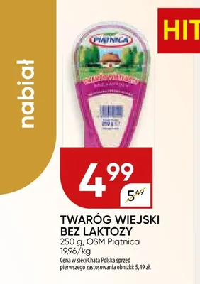 Twaróg Wiejski bez laktozy OSM Piątnica promocja w Chata Polska