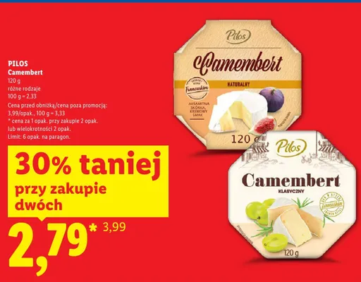 Ser Camembert różne rodzaje promocja w Lidl