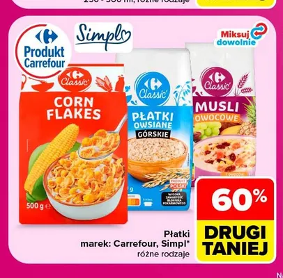 Płatki owsiane górskie Carrefour Classic promocja w Carrefour Market
