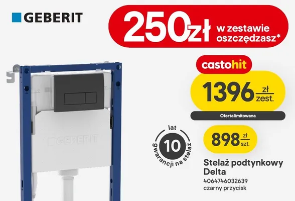 Stelaż podtynkowy Delta 4064746032639 czarny przycisk Castorama promocja w Castorama