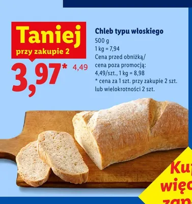 Chleb typu włoskiego promocja w Lidl