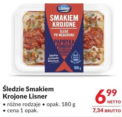 Śledzie Smakiem Krojone Lisner różne rodzaje promocja w Makro