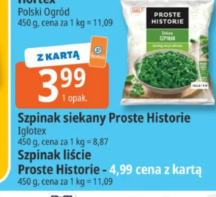 Szpinak liście Iglotex proste historie promocja w Leclerc