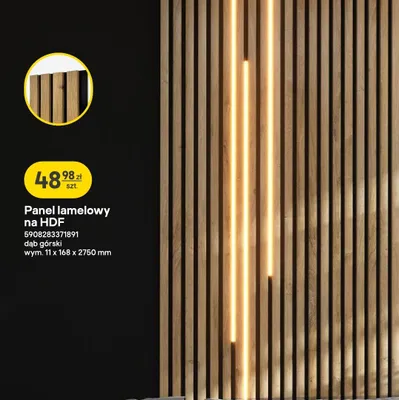 Panel lamelowy na HDF dąb górski wym. 11x168x2750mm promocja w Castorama