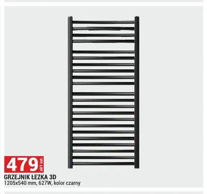 Grzejnik łazienkowy Łezka 3D czarny promocja w Merkury Market