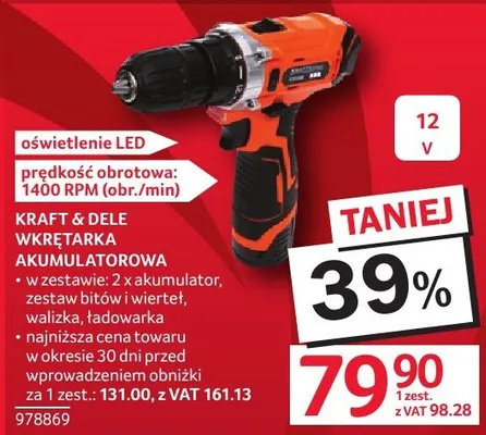 Wkrętarka akumulatorowa Kraft & Dele promocja w Selgros
