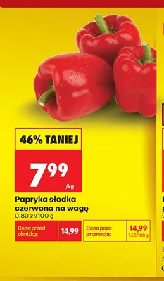 Papryka słodka czerwona na wagę promocja w Biedronka