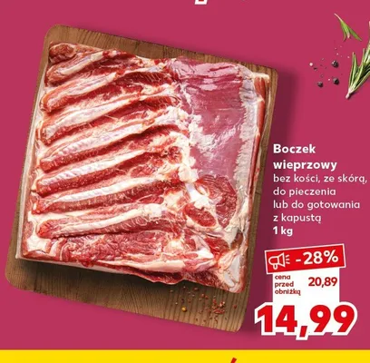 Boczek wieprzowy bez kości ze skórą promocja w Kaufland