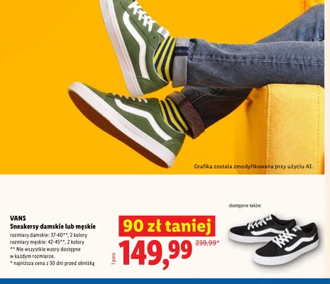 Sneakersy damskie Vans promocja w Lidl