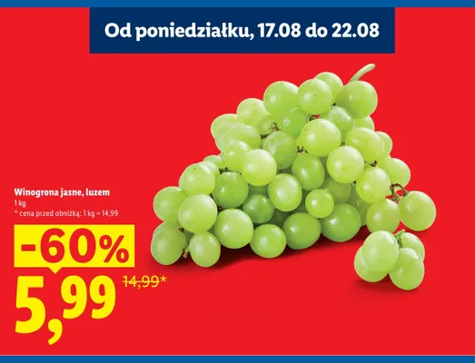 Winogrona jasne luzem promocja w Lidl