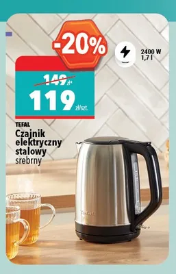 Czajnik elektryczny stalowy Tefal srebrny promocja w Biedronka Home