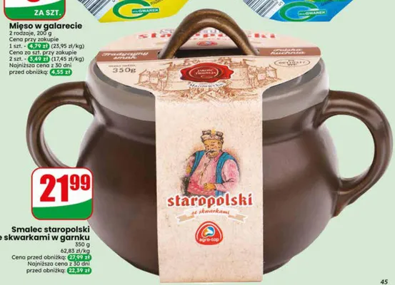 Smalec staropolski ze skwarkami w garnku Agro-Top promocja w Dino