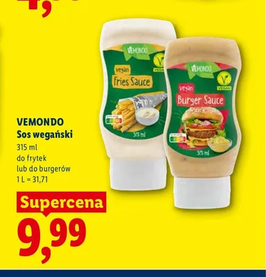 Sos wegański Vemondo do frytek promocja w Lidl