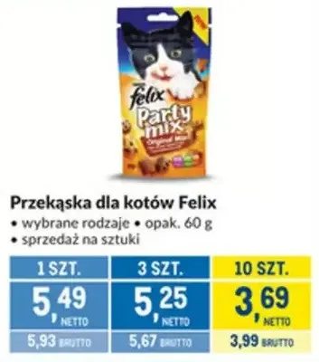 Przekąska dla kotów Felix wybrane rodzaje promocja w Makro