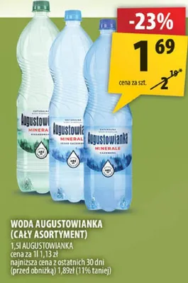 Woda Augustowianka (cały asortyment) promocja w Arhelan